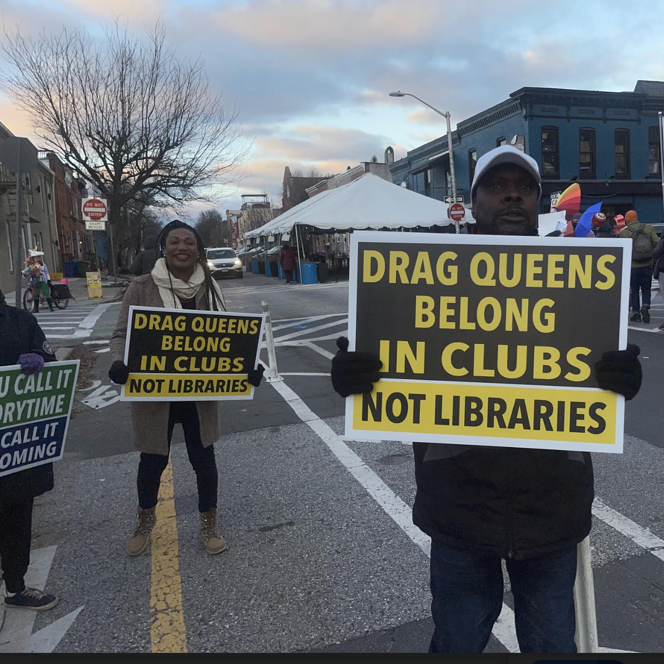 People protesting Drag Queen story hour in Baltimore